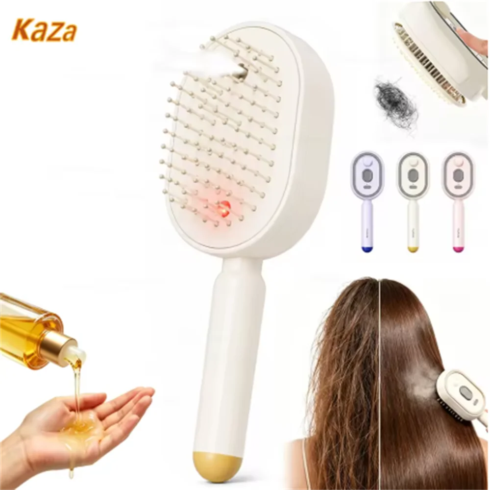Wet Electrics Hairbrush with Water Spray Rechargeable Steams Hair Straightener USB-C Charging for Both Long & Short Hairs