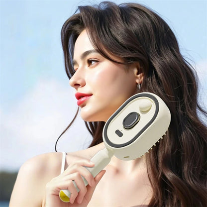 Wet Electrics Hairbrush with Water Spray Rechargeable Steams Hair Straightener USB-C Charging for Both Long & Short Hairs