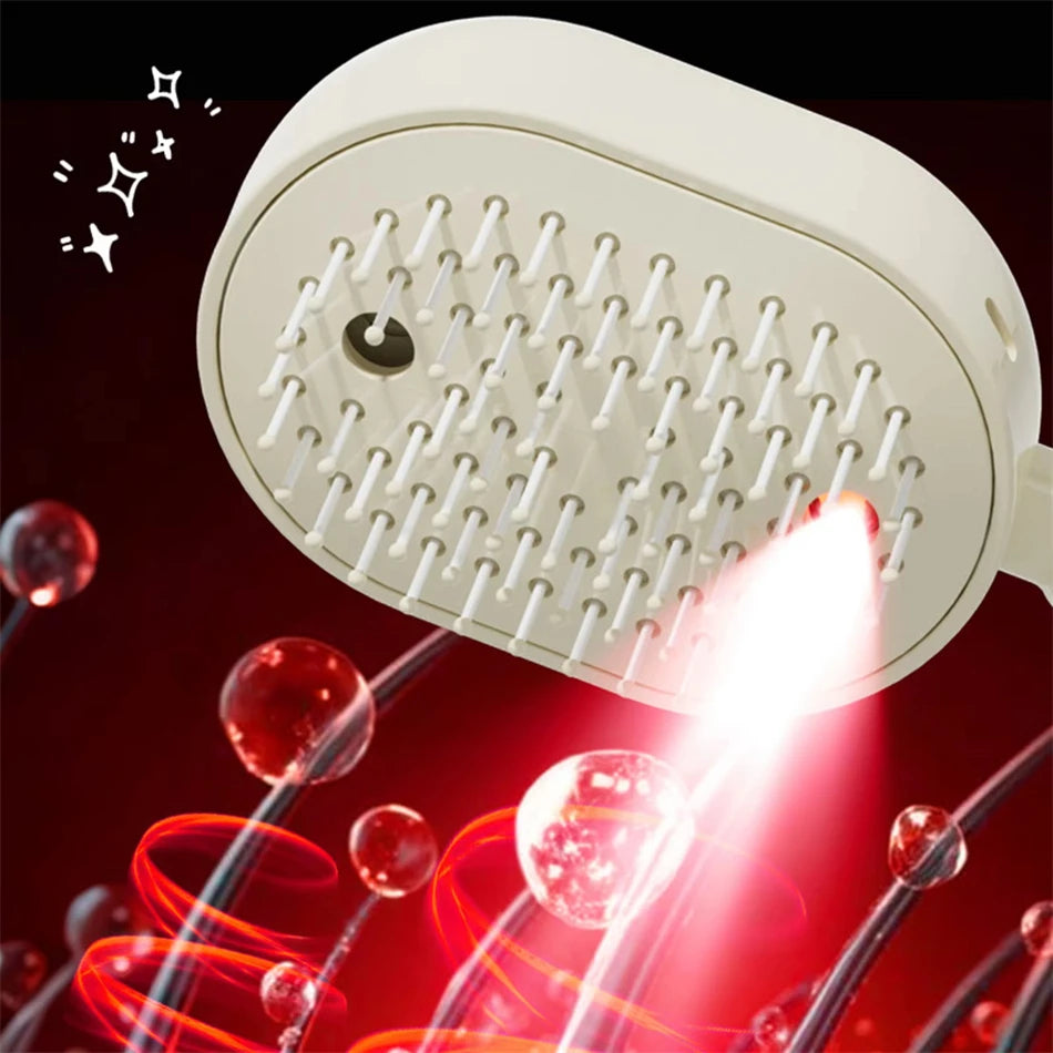 Wet Electrics Hairbrush with Water Spray Rechargeable Steams Hair Straightener USB-C Charging for Both Long & Short Hairs
